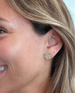 Orecchini a bottone con fiori di diamanti naturali in oro 18 carati, 1,00 carati