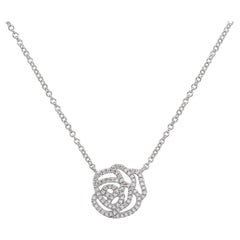 Natural Diamond Flower Pendant in 18K White Gold 0.21ctw