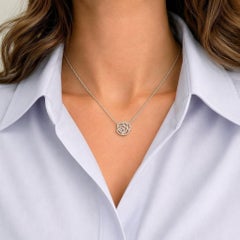 Natural Diamond Flower Pendant in 18K White Gold 0.21ctw