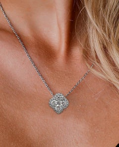 Diamond Clover Illusion Pendant in 18k White Gold 0.31cts