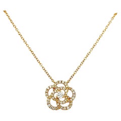 Elegant Floral Natural Diamond Lily Pendant in 18k Yellow Gold 0.96 Cts