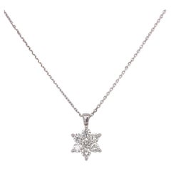 Natural Diamond Flower Pendant in 18K White Gold, 0.31 Carat