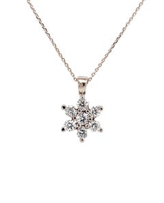 Natural Diamond Flower Pendant in 18K White Gold, 0.31 Carat