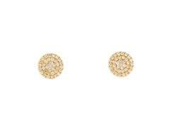 Elegantes pendientes de botón con racimo de diamantes naturales, en oro amarillo de 18 quilates, 0,40 ct en total