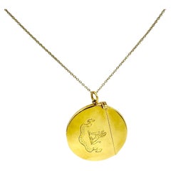 Large Antique Edwardian Armorial 18K Gold Lion Crest Pendant, Sampson Mordan