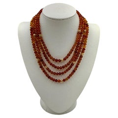 Early 20th Century Multi-Strand Honey Amber and 14K Gold Necklace