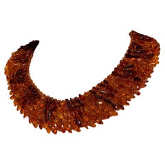 Estate Natural Baltic Amber 14K yellow Gold Wide Collar Necklace, 20th Century