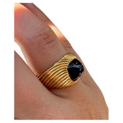 Estate 3.5 TCW Natural Sugarloaf Sapphire 18K Yellow Gold Signet Ring