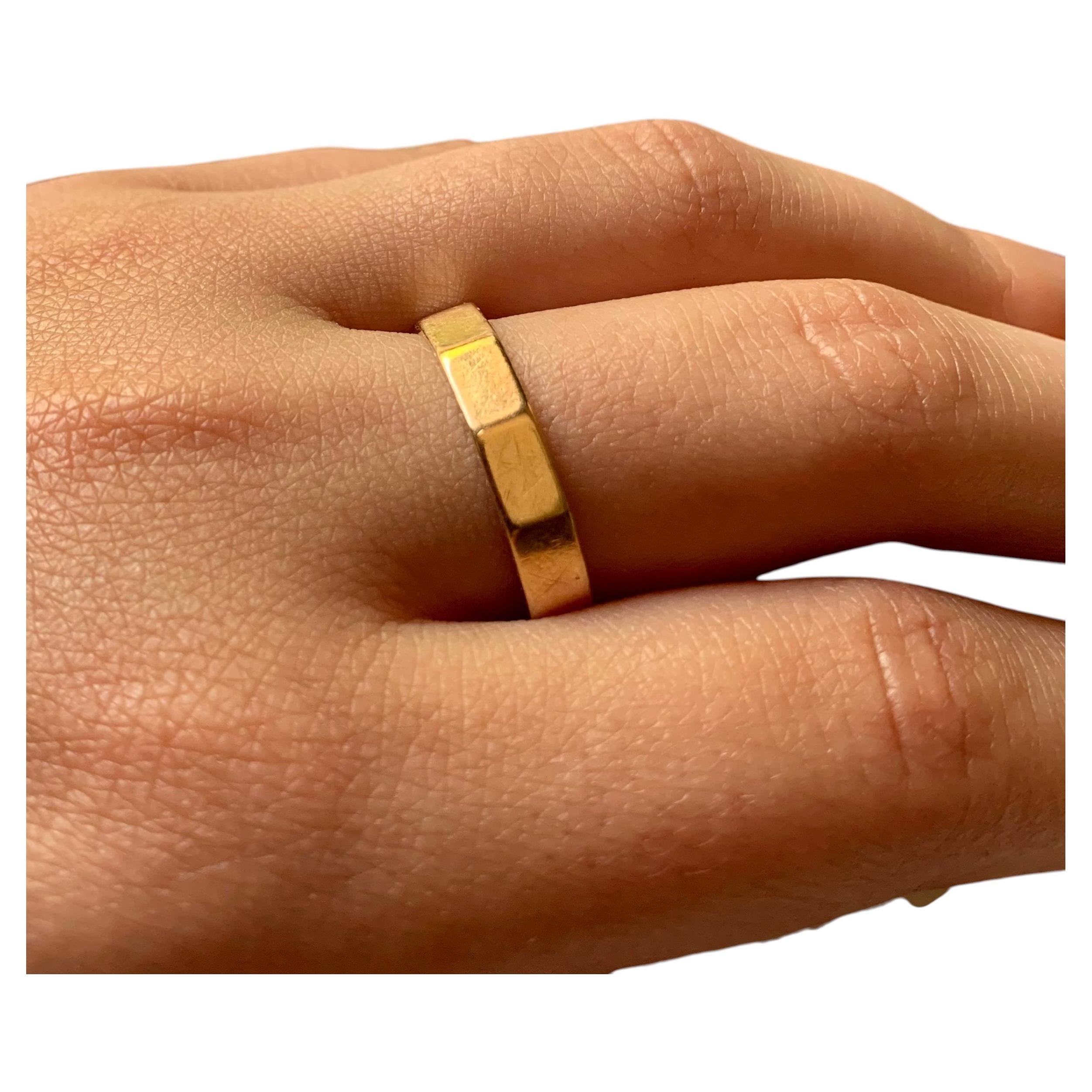 Modernist 14K Yellow Gold Dodecagon Band Ring, Circa 1960s, Size 10.75