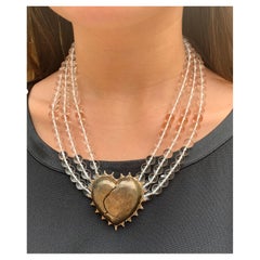 Kerry MacBride Rock Crystal & Sterling Silver Heart Necklace