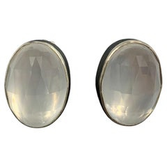 Pendientes vintage Stephen Dweck One of A Kind OAK Calcedonia blanca de plata de ley
