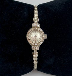Art Deco Style 2.70 TCW Diamond 14K White Gold Dress Watch By Bulova