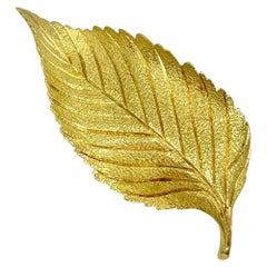 Tiffany & Co 18K Yellow Gold Birch Leaf Brooch