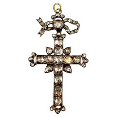 Museum Quality Large Antique Georgian Diamond 14K Yellow Gold Cross, Circa 1760