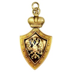 Rare Antique Russian Imperial 14K Yellow Gold Jeton Pendant