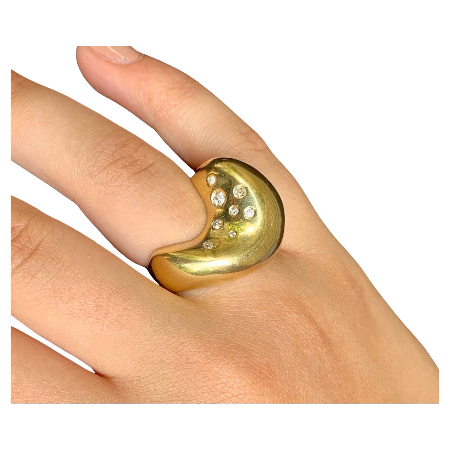 Striking Modernist Celestial Consellation 18K Yellow Gold Diamond Statement Ring
