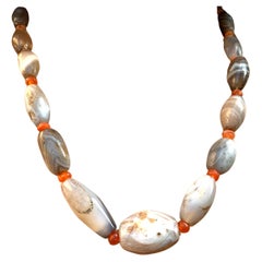 Antique Ancient Bactrian Agate and Carnelian Bead Necklace, 3rd-2nd Millennium B.C.