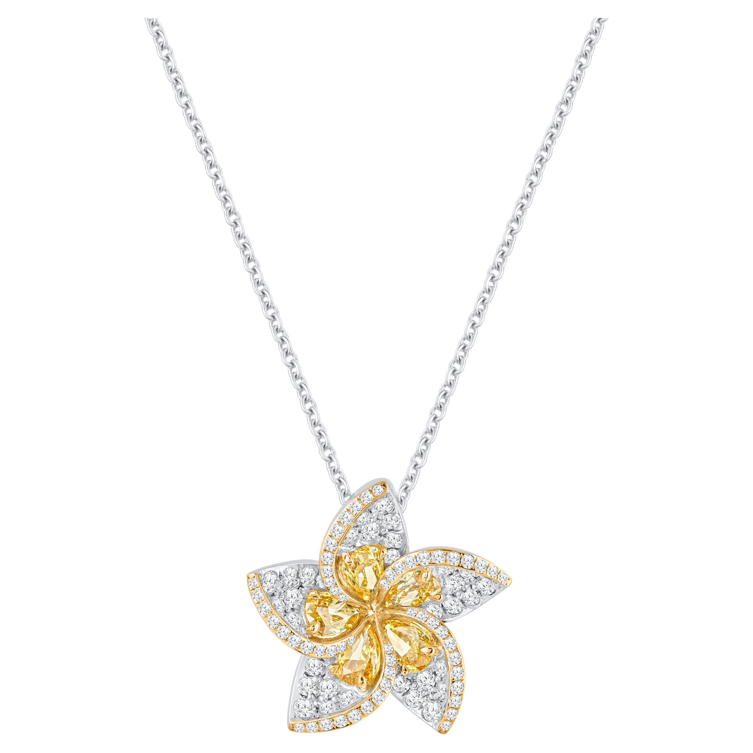 HARAKH 1 3/8 CT Brilliant Cut Natural Colorless & Yellow Diamond Cascade Pendant