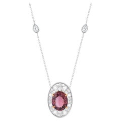 HARAKH 18KT Gold Colorless Diamond and Pink Tourmaline Cascade Pendant