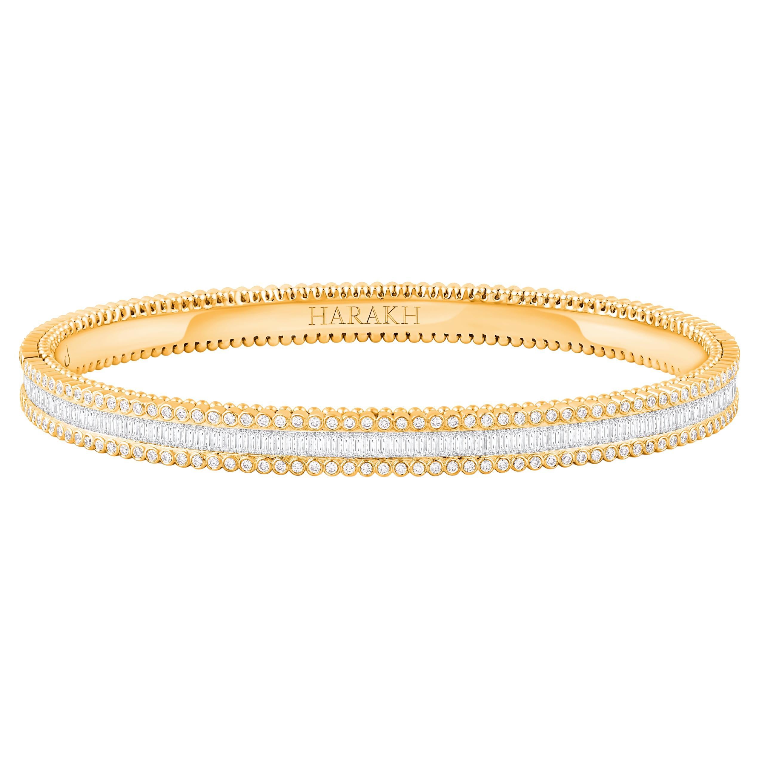 Harakh, bracciale in oro giallo 18KT con diamante incolore baguette della Collection'S