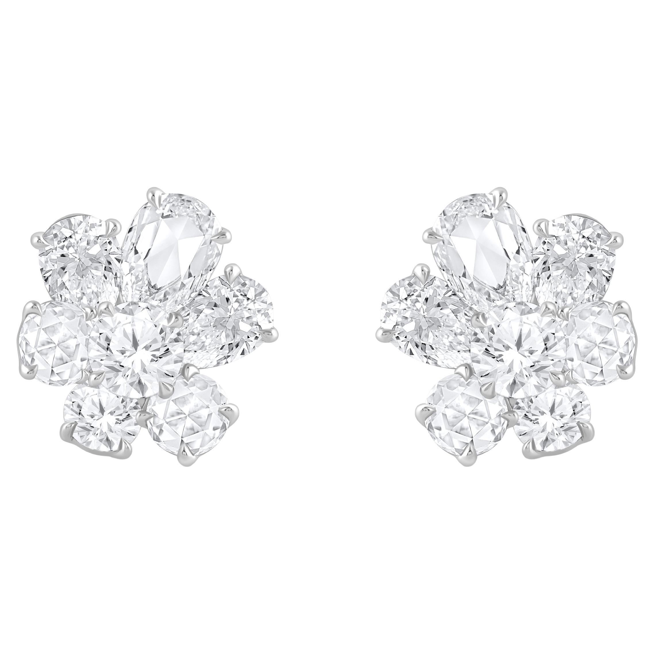 HARAKH 18KT Gold 2 5/8 CT Natürlicher farbloser Diamant Cascade Ohrringe