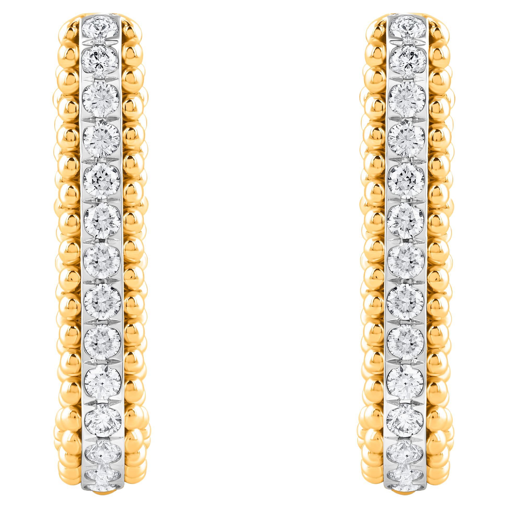 HARAKH 1/5 CT Diamante incolore in oro giallo 18KT Orecchini a cerchio con luce solare