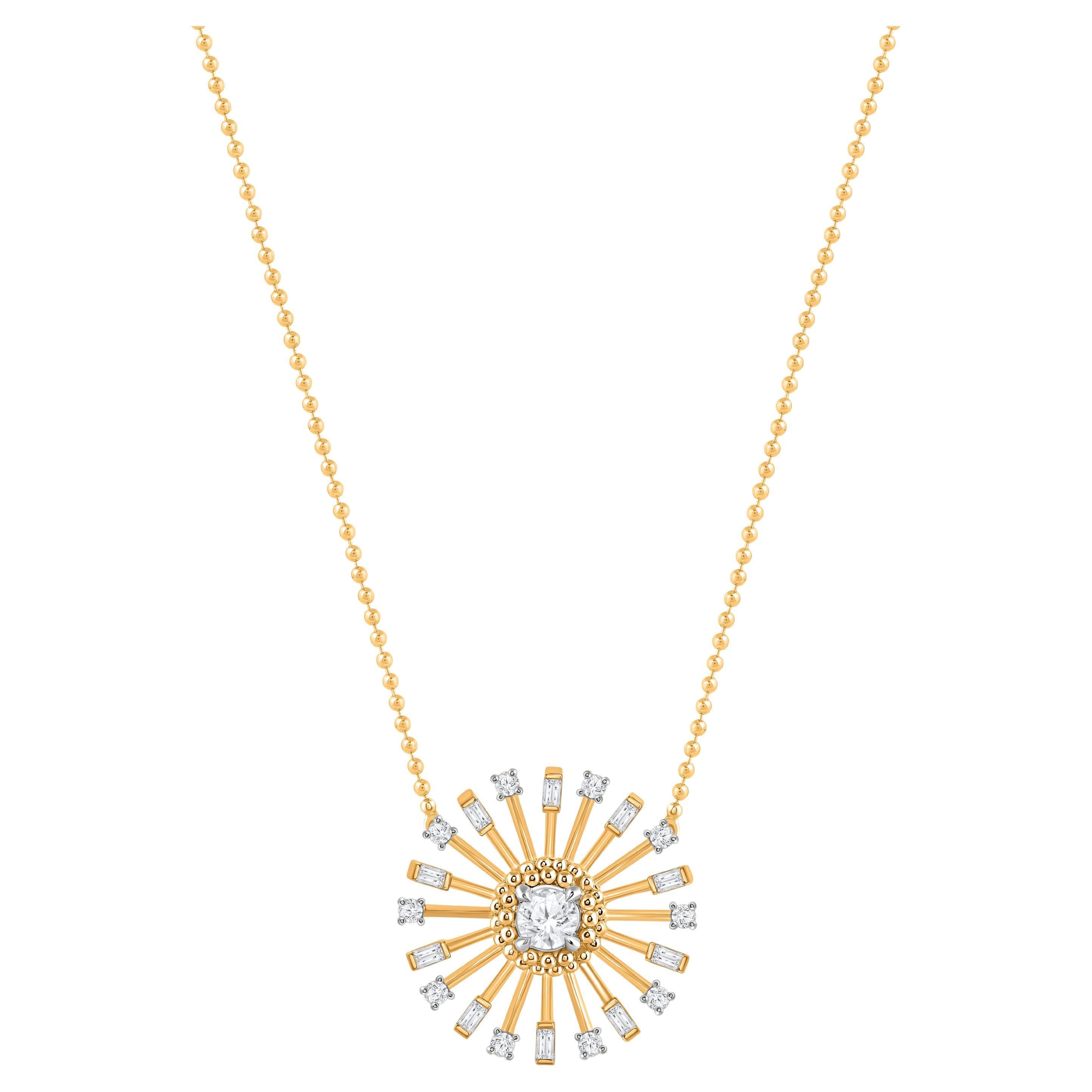 HARAKH GIA Certified 1/2 CT Colorless Diamond Sunlight Necklace 18KT Gold
