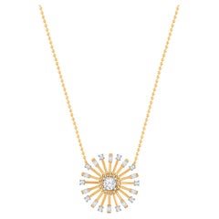 HARAKH Collier pendentif Sunlight en or jaune 18 carats et diamants incolores 1/2 carat