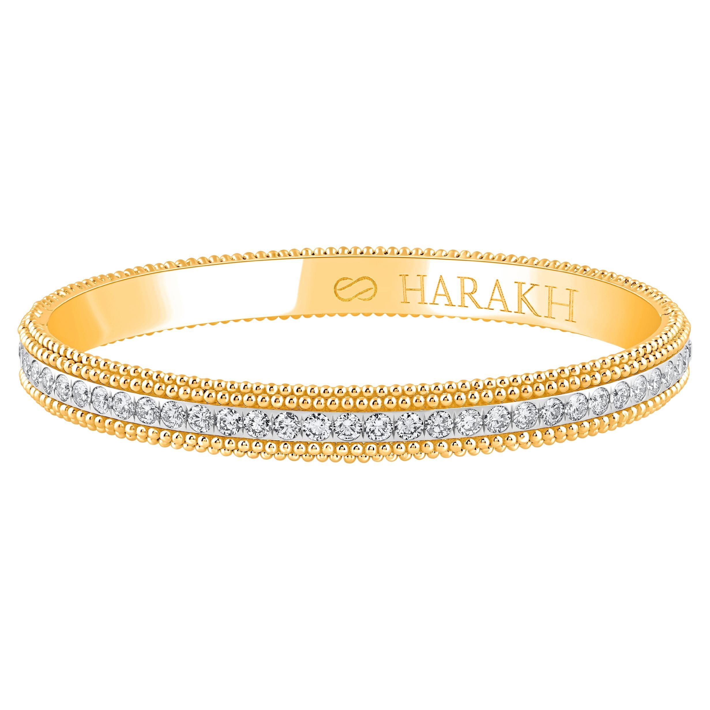 HARAKH 4 CT Colorless Diamond Sunlight Pota Bangle in 18KT Yellow Gold For Sale