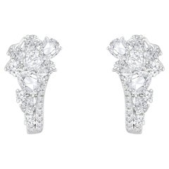 HARAKH 1 5/8 CT Natural Colorless Diamond Cascade 18KT White Gold Hoop Earrings