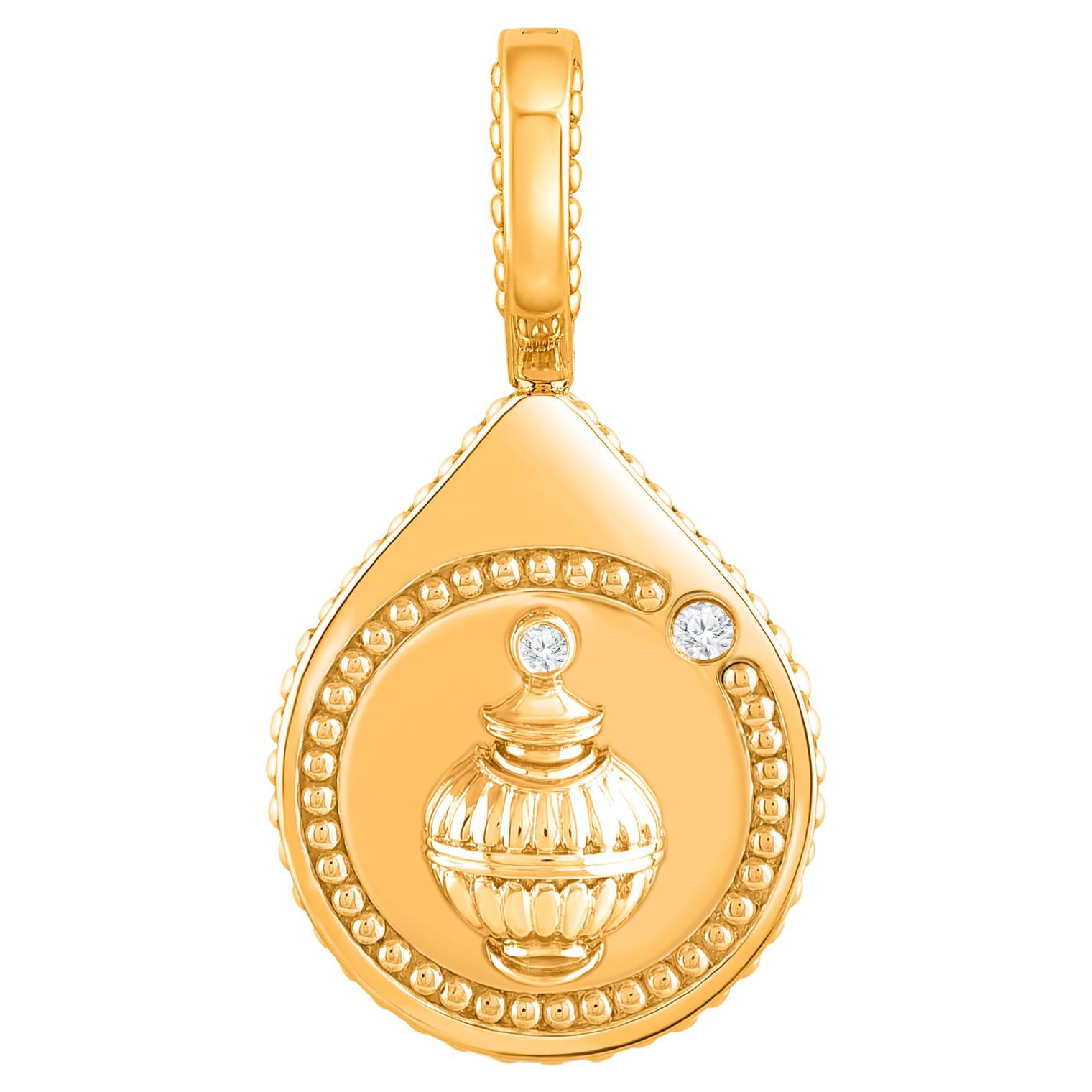 HARAKH Farbloser Diamant Tropfen von JOY Wohlstand Charme-Anhänger 18K Gelbgold