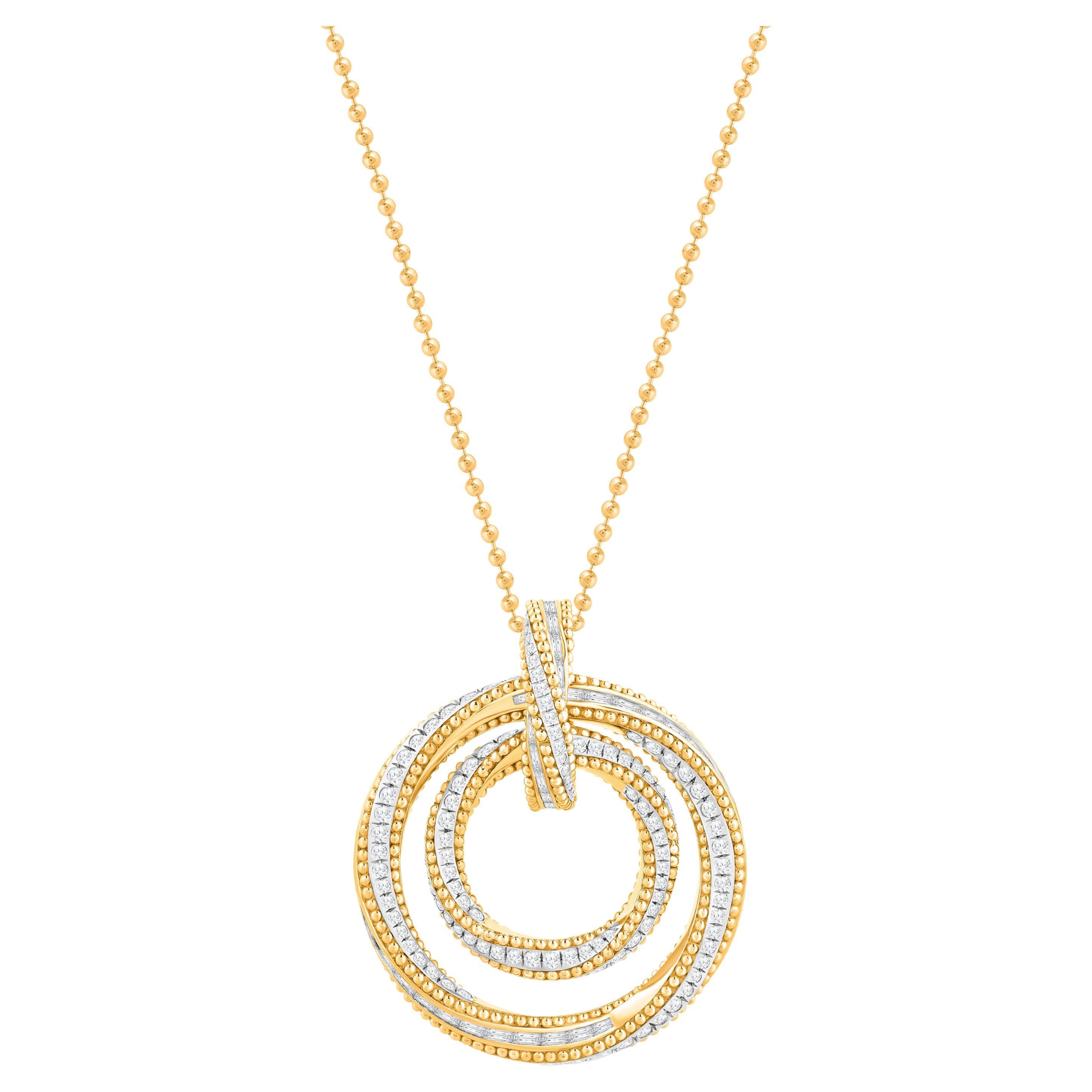 HARAKH 2 CT farbloser Diamant Sonnenlicht Rondell Anhänger Halskette in 18KT Gold