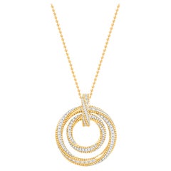 Harakh - Collier à pendentif rond en or 18KT avec diamant incolore 2 CT Sunlight