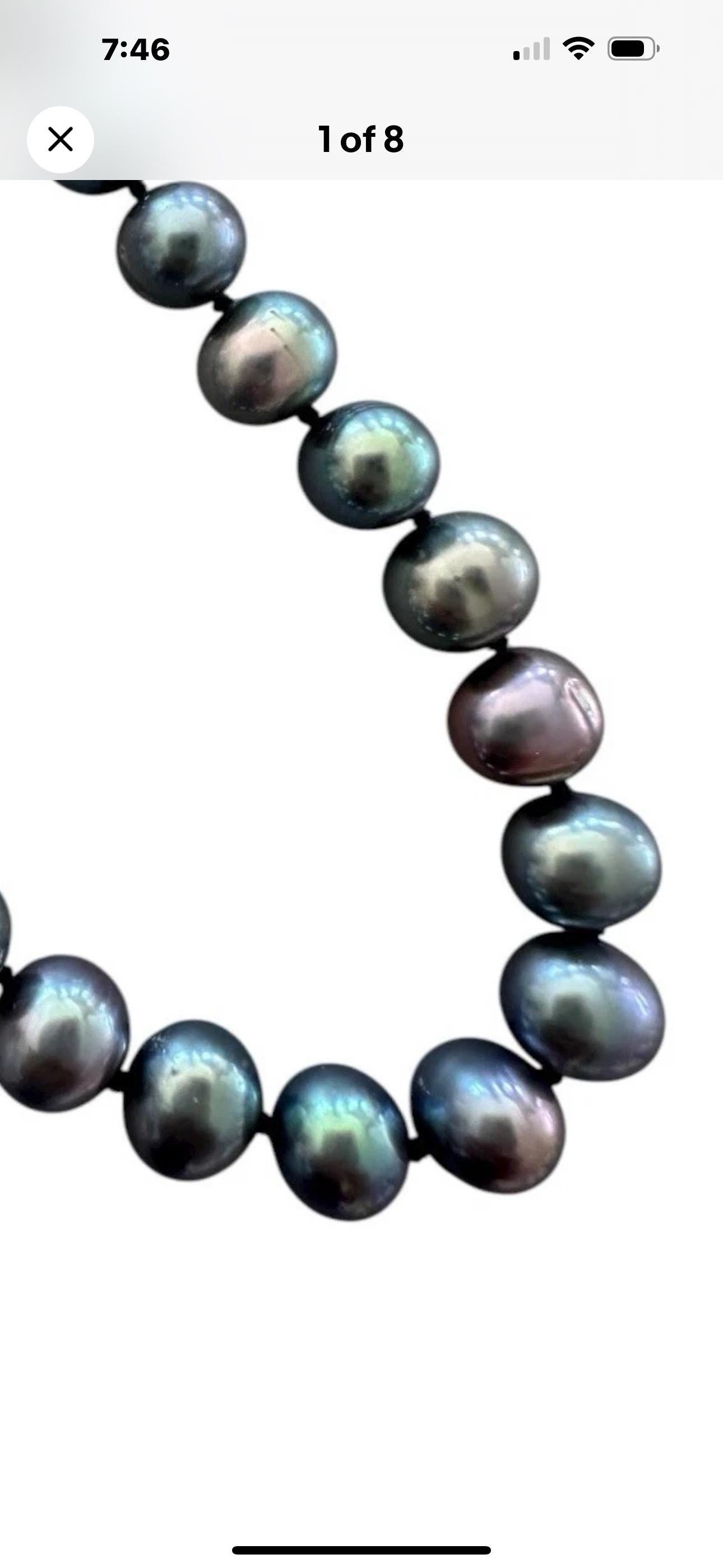 14 karat multicolor, pearl strand 6.5–7 mm Tahitian For Sale 6