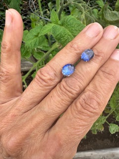 14kt  White Gold Kyanite Stud Earrings 6.00 carats total weight. VS2 Deep-Blue