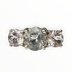 14kt Morganite and Prasiolite 3-stone Gemstone Ring 3.75 karat total weight 