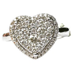 Anello a cuore con diamante VS2-G in oro bianco 14 carati, design contemporaneo