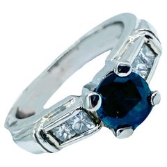 Solitaire 1.30 Carat Spinel and Princess Diamond platinum Ring