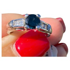 Contemporary 1.30 Carat Platinum Spinel and Princess Diamond Ring