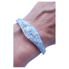 Antique 6.50 Carat European Cut Diamond Platinum Bracelet Circa 1920's