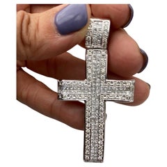 7 Carat Diamond Cross Pendant 18 Karat, VS F/G Quality 2.70 Inches