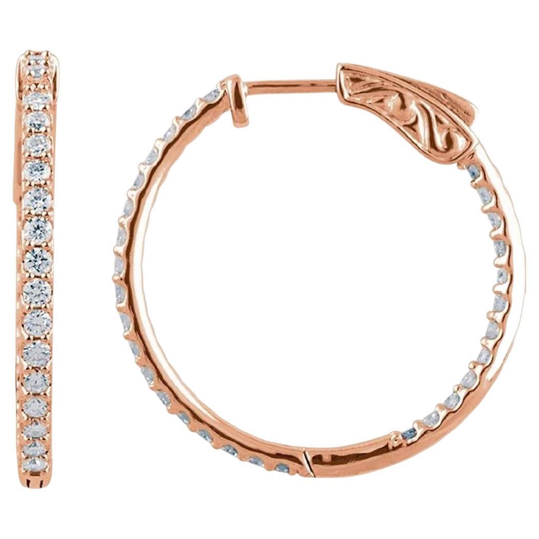 2.00 Carat Diamond Hoops Inside-Outside Choose Rose, White or Yellow Gold