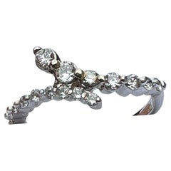 Twist-Style 14K White Gold Diamond Band Ring, .48 Carat, Size 5.5
