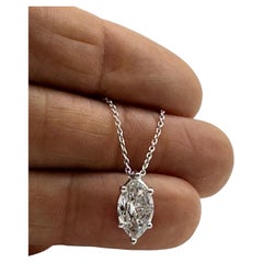 1.70 Carat Marquise Cut Natural Diamond Solitaire Pendant SI2-H 14K White Gold