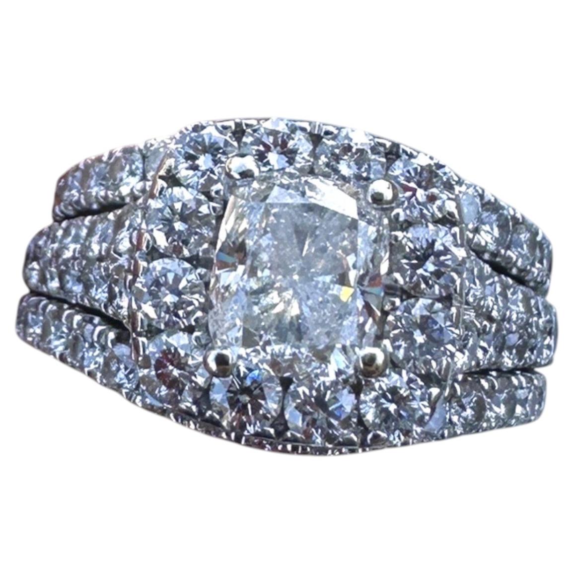 Neil Lane, 2/1/6 carat t.w. 3-Band Cushion Cut Engagement Ring