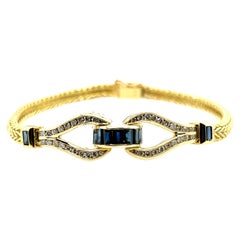 Sapphire and Diamond Foxtail Link Bracelet in 18 Karat Gold