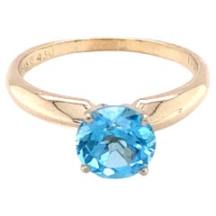 Van Cleef & Arpels Vintage 14K Yellow Gold Swiss Blue Topaz Ring