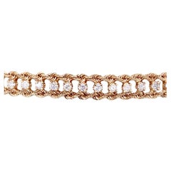 Contemporary Dual Rope 1.40Carat Diamond Line 14K Yellow Gold Bracelet 7"