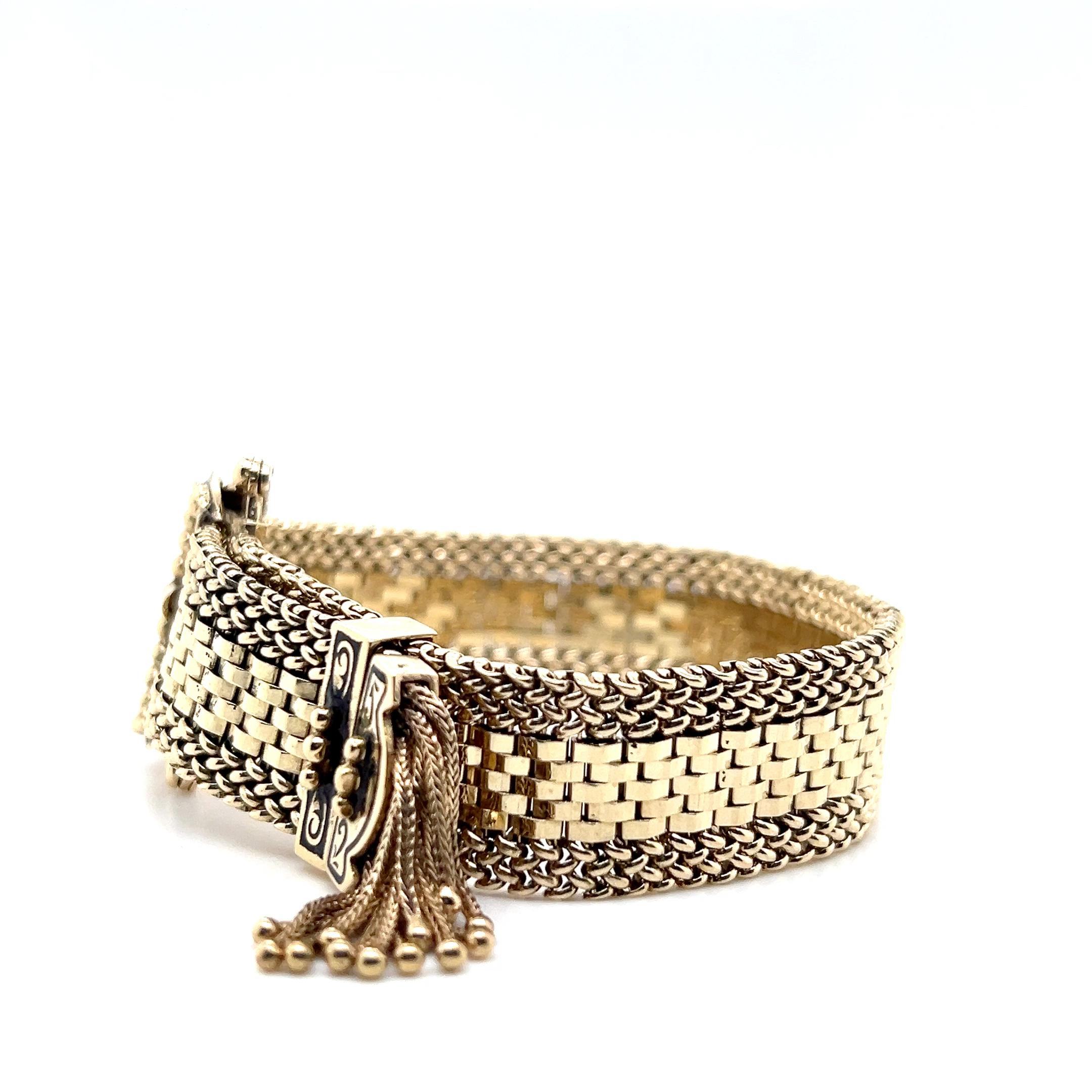 Bracelet ajustable boucle de ceinture en or jaune 14k du milieu du siècle dernier 1960 Bon état - En vente à Towson, MD