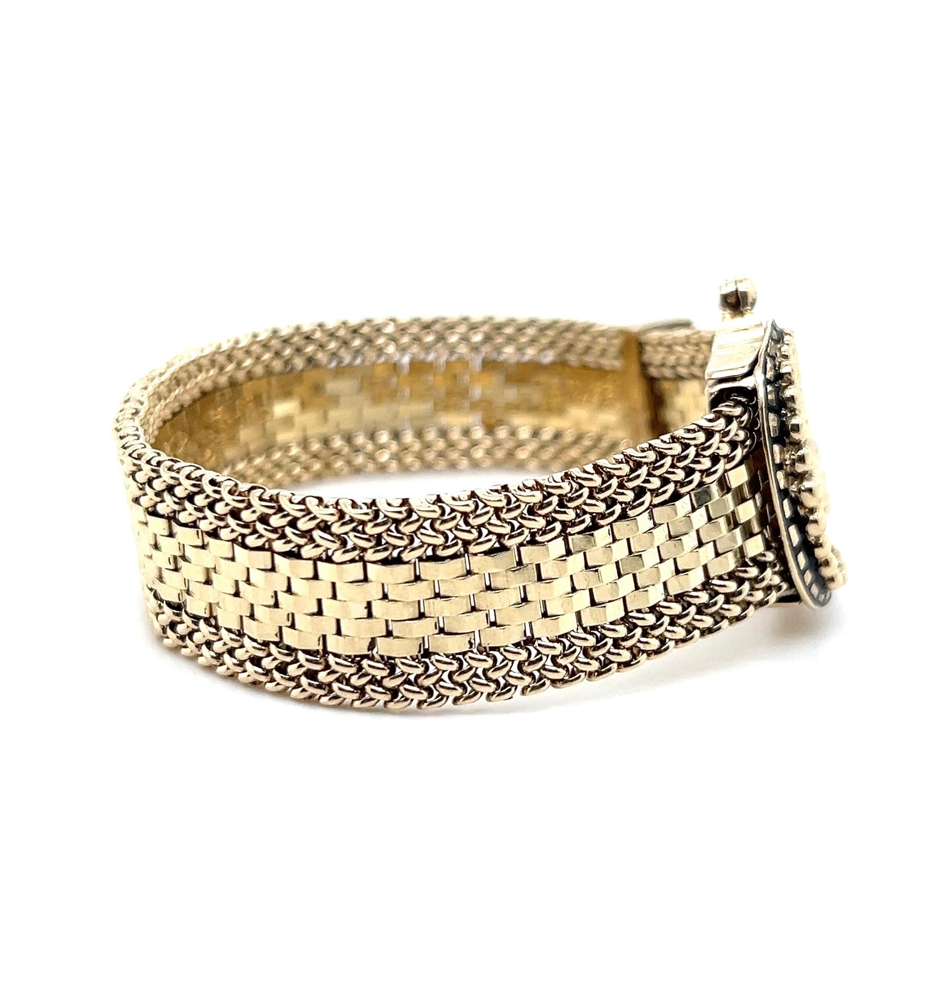 Bracelet ajustable boucle de ceinture en or jaune 14k du milieu du siècle dernier 1960 Unisexe en vente